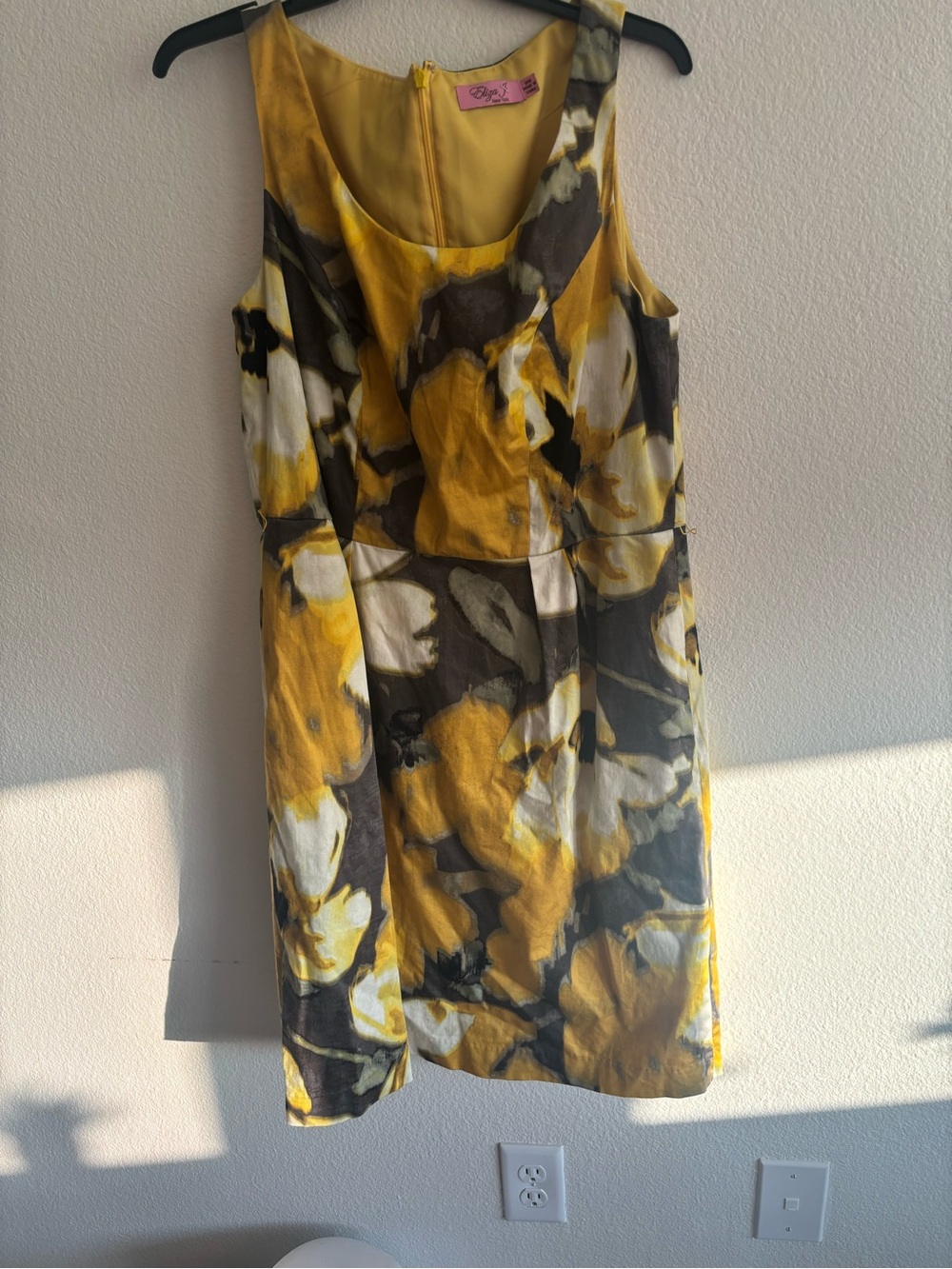 Eliza J Yellow, White & Black Floral Tank Dress